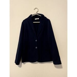 Vintage Carla Ferroni Wool Blazer Navy Blue Preppy Academia Made in Italy